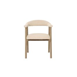 DKD Home Decor 2c24 Sillón Urban Blanco Tapizado, Fresno y Poliéster, Acabado Decapé, 56x75x57 cm