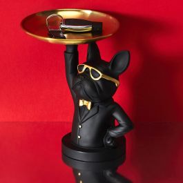 Home Deco Factory Vaciabolsillos Bulldog Camarero Negro Escultura Decorativa Galerie 20x15xh21.5cm
