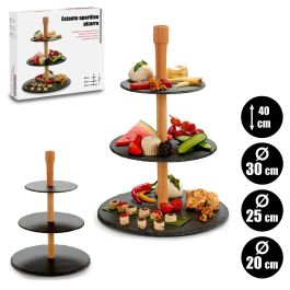 Kinvara Estante Pizarra 3 Pisos Redondo 30x30x40 cm (Set de 8)