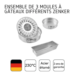 Zenker Moldes para Tartas, ZEN3176239999228 - Juego de 3 de 18, 26 y 30 cm
