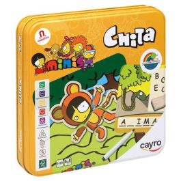 Cayro Juego Ahorcado Chita de Madera en Caja de Metal, 8 Piezas, 2 Jugadores, 19x19x3.5cm