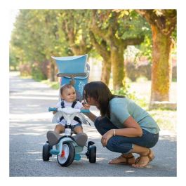Smoby Triciclo Baby Balade Plus Azul Evolutivo con Asa Parental, Ruedas Silenciosas y Parasol 360°