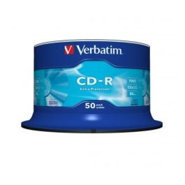 Verbatim CD-R 700MB 52X 80 Min - Discos Grabables de Alta Capacidad para Datos, Música y Almacenamiento - Tarrina de 50 Unidades Verbatim CD-R 700MB 52X 80 Min - Discos Grabables de Alta Capacidad para Datos, Música y Almacenamiento - Tarrina de 50 Unidades