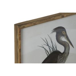 DKD Home Decor Cuadro Oriental Multicolor Cristal y Bambú con Diseño de Ave 3 x 60 x 45 cm (4 Unidades)