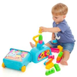 Carrito maleta trolley azul con 20 bloques.