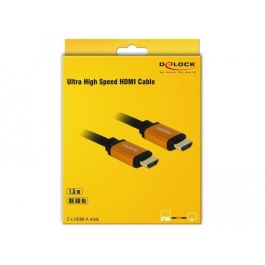 DeLOCK 85728 Cable HDMI Ultra High Speed 8K 60Hz, 1.5m, 48 Gbps, Macho-Macho, Negro/Oro