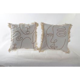 DKD Home Decor Cojin Boho Crema 10 x 45 x 45 cm (4 Unidades)