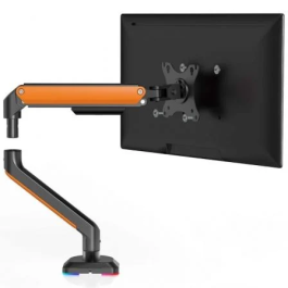 AISENS - SOPORTE DE MESA RGB GAMING CONTRAPESO GIRATORIO E INCLINABLE PARA MONITOR/TV 9KG (3 PIVOTES, 1 BRAZO) DE 17-32, NEGRO-NARANJA