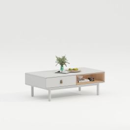 Mesa de Centro Home ESPRIT Blanco Natural Poliuretano Madera MDF 120 x 60 x 40 cm