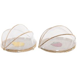 DKD Home Decor Cubreplatos de Seagrass Natural Multicolor 40x40x24 cm, Set de 2 unidades, Hecho a Mano con Diseño de Frutas, Surtido Aleatorio