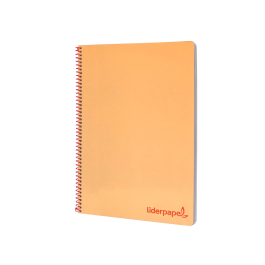 Liderpapel Cuaderno Espiral A4 Wonder Tapa Plástico 80 Hojas 90gr Cuadro 4mm Margen Naranja