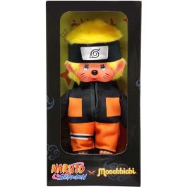 Bandai SE241088 Peluche Monchhichi Naruto Shippuden 20 cm Suave para Niños y Adultos con Banda Ninja de Konoha
