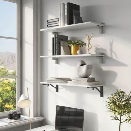 Emuca Juego de soportes plegables para estante, longitud 303mm, Acero, Pintado negro