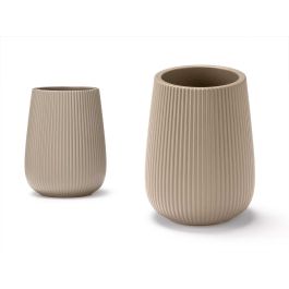 Berilo Portacepillos Rayas Abombado Beige 8x11x8 cm (12 Unidades) Precio: 37.89999994. SKU: B144XJRP7M