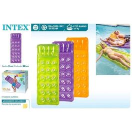 Intex Colchoneta hinchable con reposacabeza, 188 x 71 cm, colores surtidos, transparente con fondo colorido, 18 alojamientos posavasos Intex Colchoneta hinchable con reposacabeza, 188 x 71 cm, colores surtidos, transparente con fondo colorido, 18 alojamientos posavasos