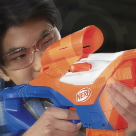 Hasbro Nerf N Series Pinpoint F8621 Pistola de Juguete con Mirilla y Cañón Extralargo, Lanzamiento por Bombeo, 10 Dardos