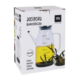Aceitera de vidrio borosilicato con tapón de acero inoxidable 1000 ml - La Mediterranea (12 Unidades) Aceitera de vidrio borosilicato con tapón de acero inoxidable 1000 ml - La Mediterranea (12 Unidades)