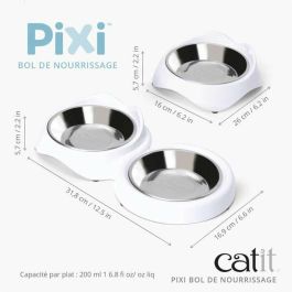 Catit CAT0022517438749 Comedero para Gatos PIXI, 200ml, con Cuencos Extraíbles de Acero Inoxidable, Color Blanco