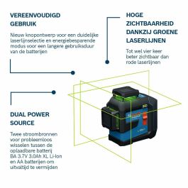 BOSCH 601065500 Láser de línea 3 planos GLL 80-33 G Professional + 4 pilas AA LR6 de 1,5 V