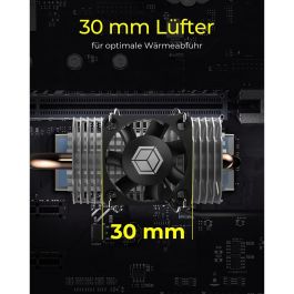 ICY BOX IB-M2HSF-705 Disipador Térmico para SSD M.2 con Ventilador 3cm 8500 RPM Plata