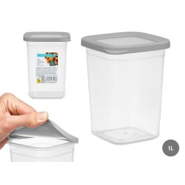 Bote Cuadrado Leknes 1L Gris Transparente 10.8x14.2x10.8 cm (24 Unidades)