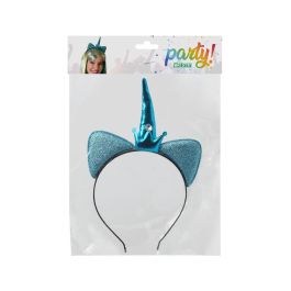 Diadema De Unicornio Azul Con Corona Y Orejas Brillantes Para Disfraces Y Fiestas Temáticas