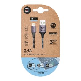 Tech One Tech Cable USB-A a Lightning de Nylon Trenzado y Reforzado, Carga Rápida 2.4A, 2m, Gris, Compatible con iPhone y Dispositivos Apple Precio: 5.59000035. SKU: B1EMGGJMCS
