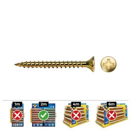 Celo Tornillo madera avellanado acero Ø6 x 50 mm bicromatado+lubr. Ref Vlox - Caja 150 unidades Precio: 17.99491793. SKU: S7903132