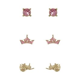PEERS HARDY Set 3 Pares de Pendientes Princesas Disney con Piedras Rosas, Hada Madrina Dorada y Corona Princesa Aurora Precio: 12.68999963. SKU: B18D5WS9PF