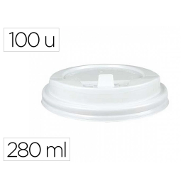 Bunzl Tapa para Vaso 280 ml Poliestireno con Orificio - Paquete de 100 Unidades