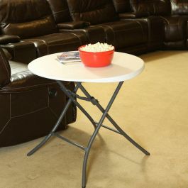 Mesa Plegable Lifetime Blanco Redonda Acero Plástico 83 x 73,5 cm