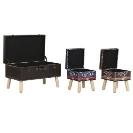 Juego de Baúles Home ESPRIT Marrón Multicolor Poliuretano Madera Vintage 70 x 40 x 45 cm (3 Unidades) Juego de Baúles Home ESPRIT Marrón Multicolor Poliuretano Madera Vintage 70 x 40 x 45 cm (3 Unidades)
