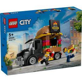 LEGO 60404 Camión Hamburguesería City, Puesto de comida móvil con forma de hamburguesa gigante y minifiguras +5 años