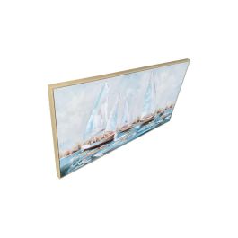 DKD Home Decor Cuadro Veleros Turquesa Blanco Lienzo MDF 120 x 60 x 3.8 cm (2 Unidades)