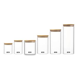 Quttin Tarro Borosilicato 600ml 9.5x11.5cm con Tapa de Bambú