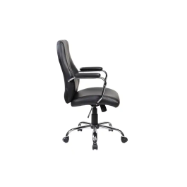 Rocada Silla de Oficina Direccion Simil Piel Negra Base Metalica Cromada Giratoria Ergonomica 360 Ajustable