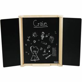 Jeujura JEU3225280879109 Tríptico Cuadro Mural de Madera Natural con Pizarra y Fieltro, Incluye Accesorios, 82x56 cm