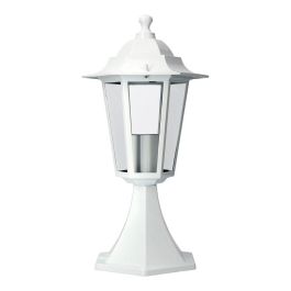 Edm Farol de pedestal exterior Zurich de aluminio y cristal, blanco, E27, 60W, IP44 (Bombilla no incluida) Ø19.5x37.5cm
