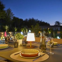 Lumisky STANDY MINI WOOD Lámpara de Mesa Inalámbrica LUM3760093545495, 25 cm, Base Bambú Natural, LED Blanco Cálido y Blanco