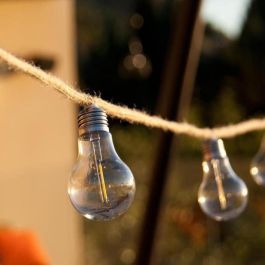 Lumisky LUM3760093543286 Guirnalda Luminosa Exterior Fantasy Cord 7,70 m 10 Bombillas Filamento Transparente LED Blanco Cálido