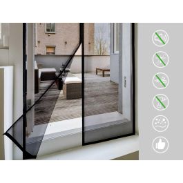 Ibergarden Mosquitera Magnética de Poliéster para Puerta, 90x210 cm, Negro (12 Unidades)