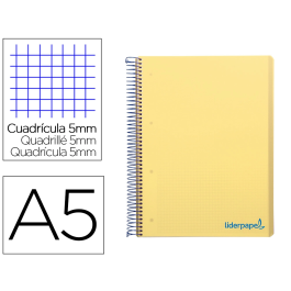 Liderpapel Cuaderno espiral A5 micro wonder tapa plástico 120h 90gr cuadro 5mm 5 bandas 6 taladros color amarillo Precio: 3.69000027. SKU: B189ZATCJL