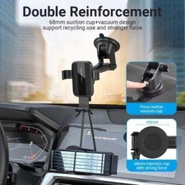Vention KCOB0 Soporte de Smartphone para Coche con Ventosa Fuerte Ajustable, Brazo Extensible y Rotación 360°, para Teléfonos 4.7-7.2 Pulgadas, Negro