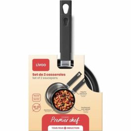 Livoo MEP154N Juego de 2 Cacerolas Antiadherente sin PFOA ni PFOS Mango de Silicona Apto para Inducción