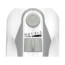 Bosch MFQ36400 Batidora de mano ErgoMixx 450 W con 5 velocidades, Turbo, 2 batidores y 2 ganchos amasadores de acero inoxidable Blanco/Gris