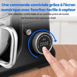 Medion MD18430 Procesador de alimentos 3 en 1, 1200 W, 5 L, 8 velocidades, función picadora, Negro