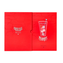 Belius Cocktails Boligrafo y Wallet Aluminio Rojo Plateado Relieve Tinta Azul Caja Diseño Elegante