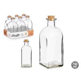 Frasca de vidrio 750 ml con tapón de corcho Vivalto - 8x21x8 cm (24 Unidades)