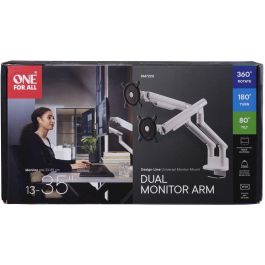 One For All Soporte Monitor AAAXK87476 Dinámico VESA 100 Doble Brazo para Pantallas de 13 a 35 Pulgadas Blanco