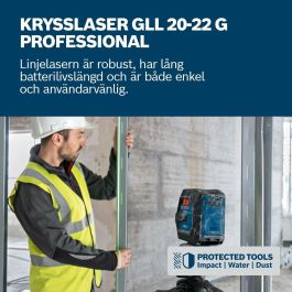BOSCH PROFESSIONAL GLL 20-22 G Láser de Línea Verde Doble Alimentación, Precisión ± 0,3 mm/m